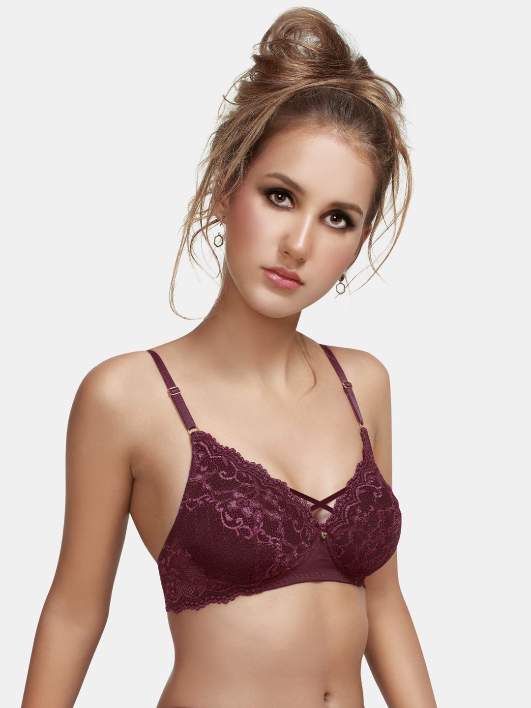 

Dazzle Self Design Medium Coverage Lightly Padded Bra-All Day Comfort, Maroon