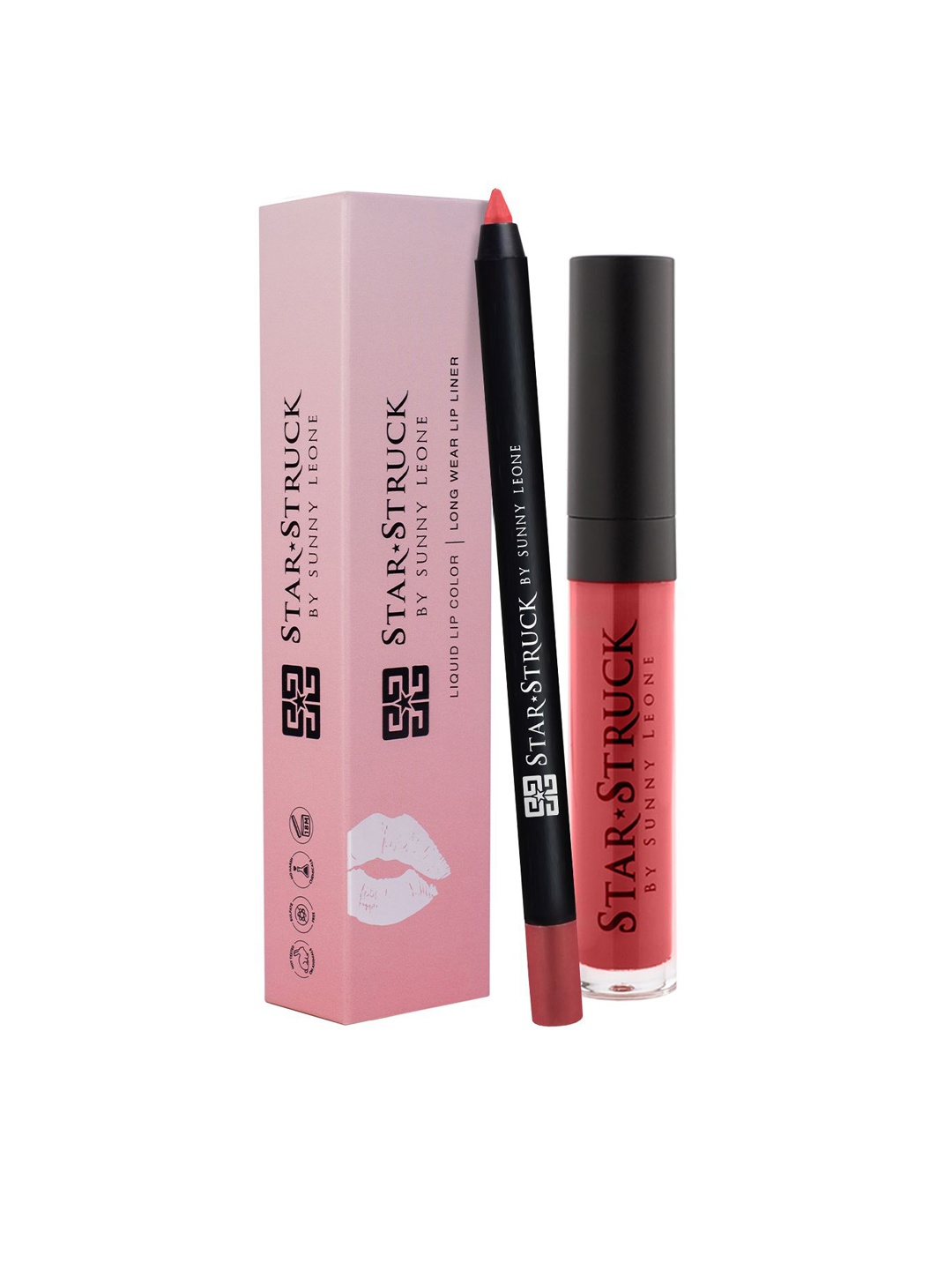 

STARSTRUCK BY SUNNY LEONE High Shine Lip Gloss & Long Wear Lip Liner Combo - Coralicious, Coral