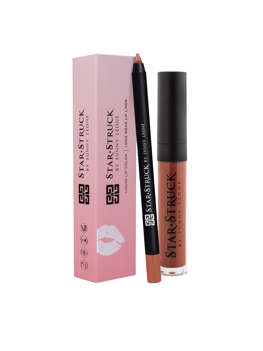 

STARSTRUCK BY SUNNY LEONE High Shine Lip Gloss & Long Wear Lip Liner Combo - Caramello, Camel brown