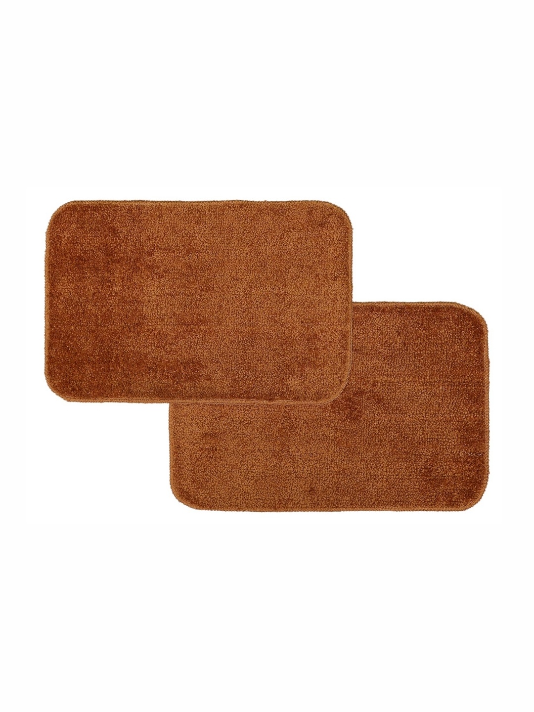 

THE HOME TALK Camel Brown 2 Pieces Cotton Anti Skid Bath Rugs