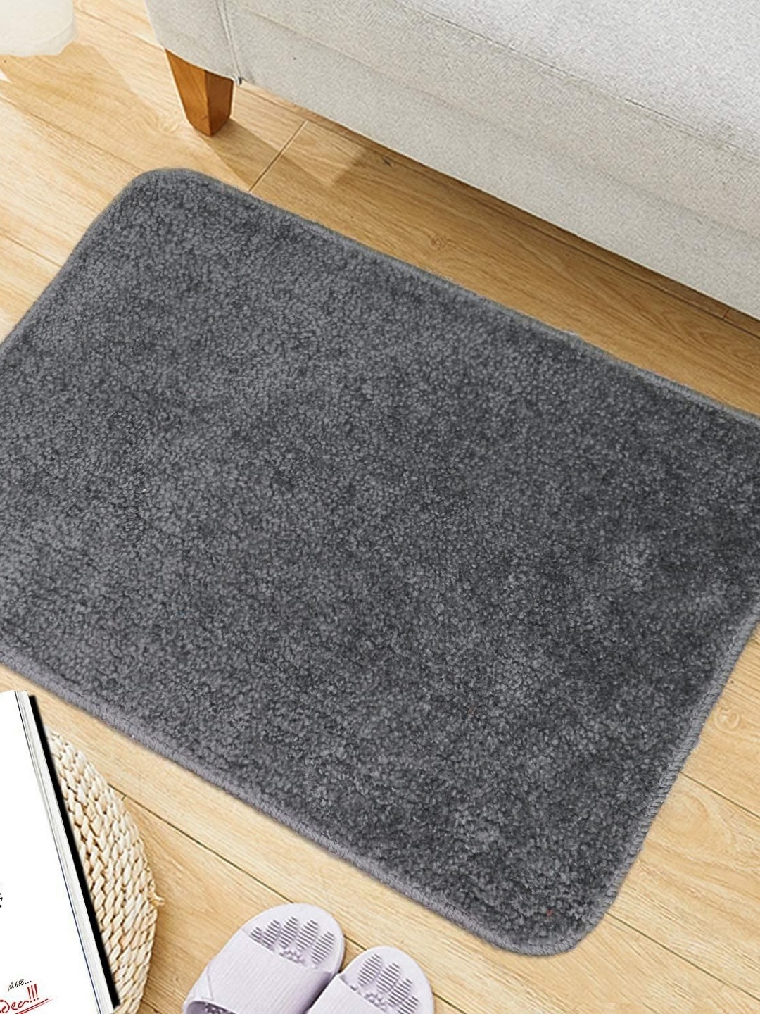 

THE HOME TALK Grey 2 Pieces Anti Skid Bath Rugs