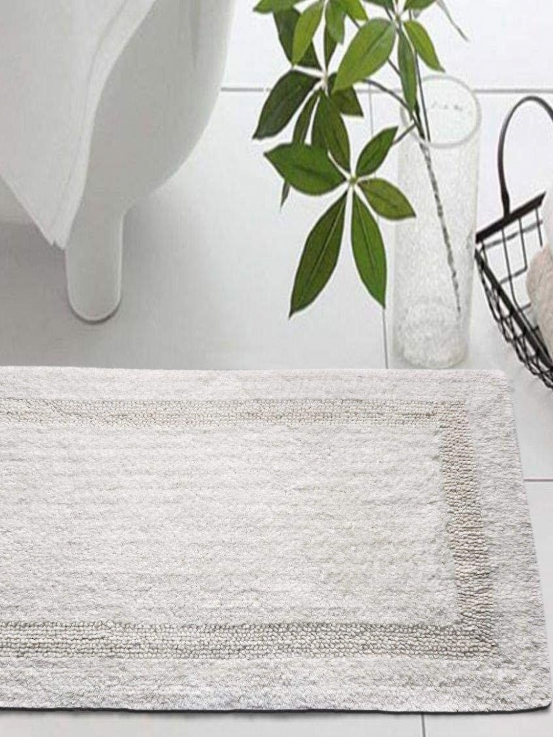 

THE HOME TALK Brown 2 Pieces Cotton Anti-Skid Bath Rugs