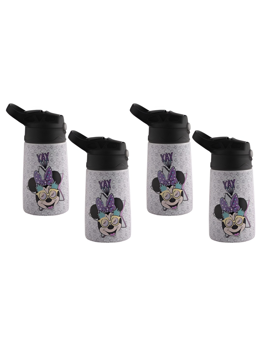 

Kuber Industries Purple 4 Pieces Mini Yay Printed Stainless Steel Water Bottle 350 ml