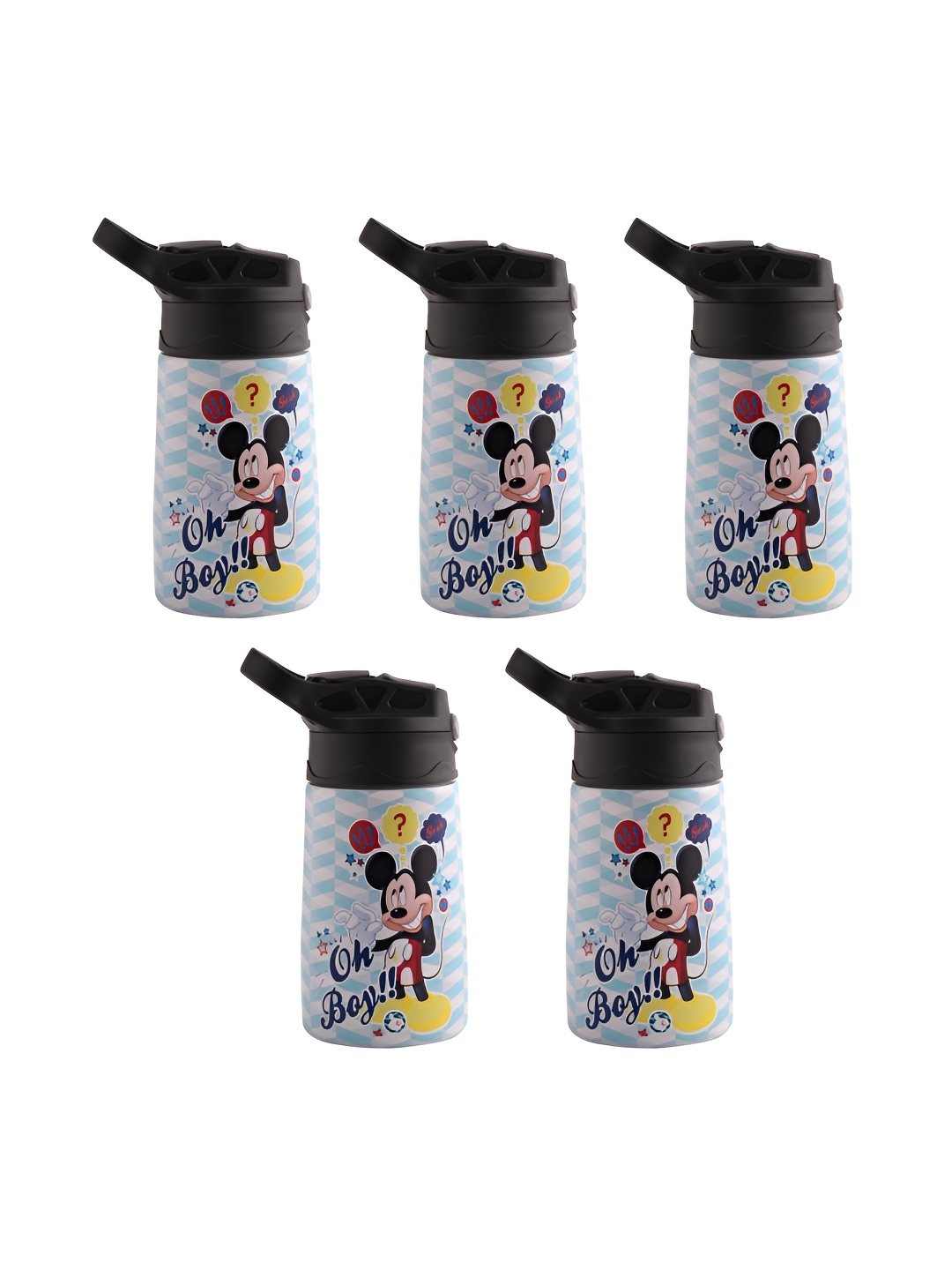 

Kuber Industries Blue & White 5 Pieces Mickey Printed Stainless Steel Water Bottles 350 ml