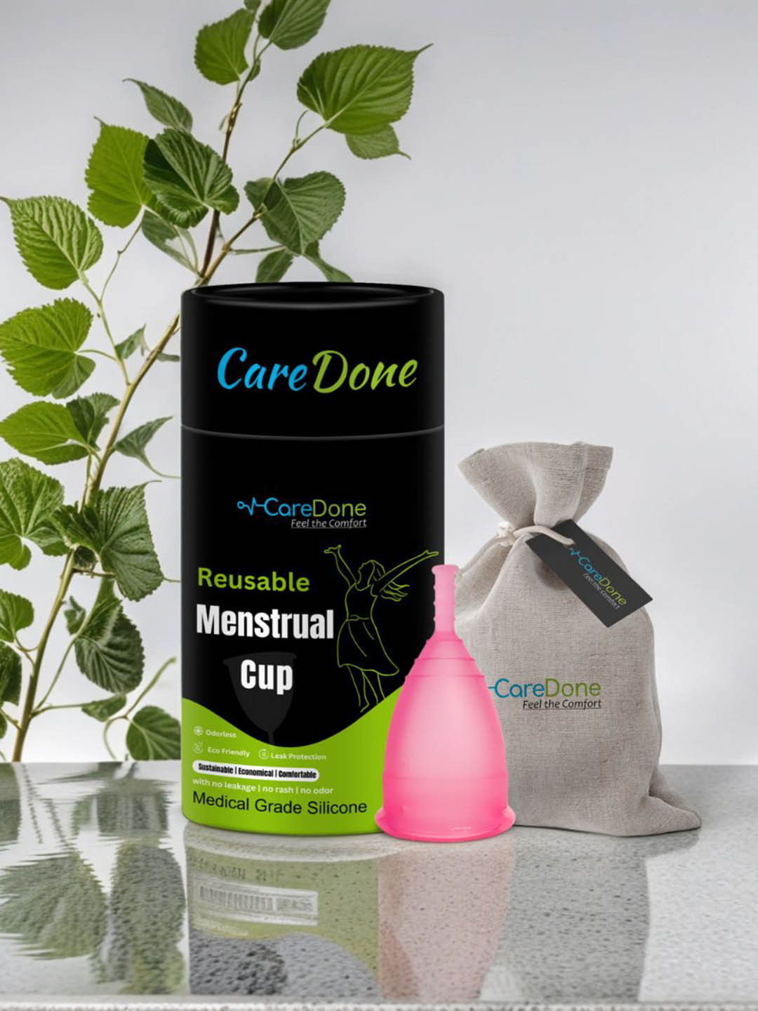

CareDone Leakproof Reusable Menstrual Cup - S, Pink