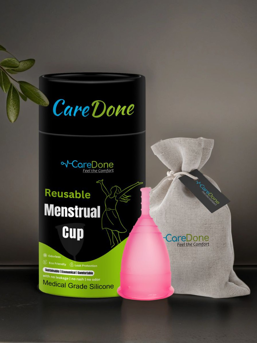 

CareDone Leakproof Reusable Menstrual Cup - M, Pink