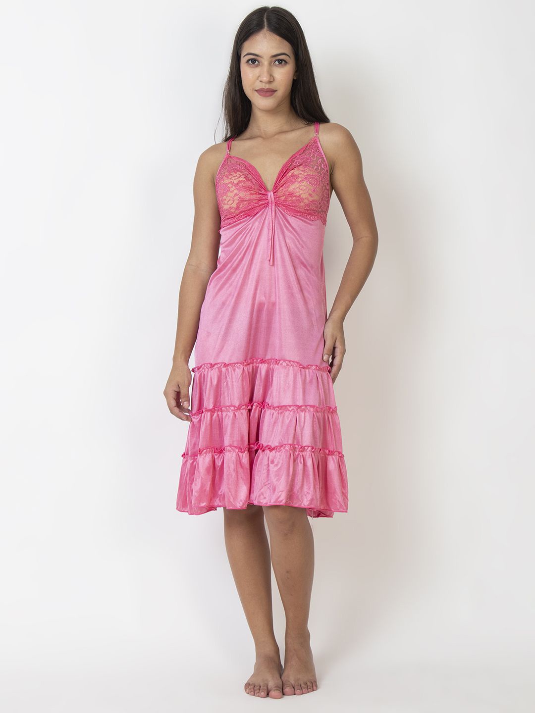 

AVYAY Women Satin Baby Doll, Pink