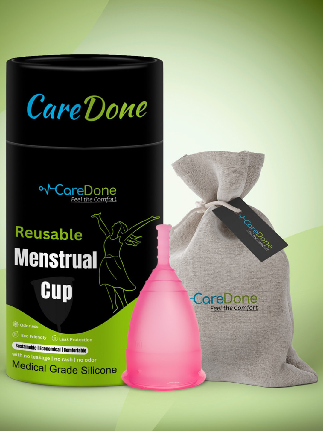 

CareDone Leakproof Reusable & Washable Menstrual Cup - M, Pink