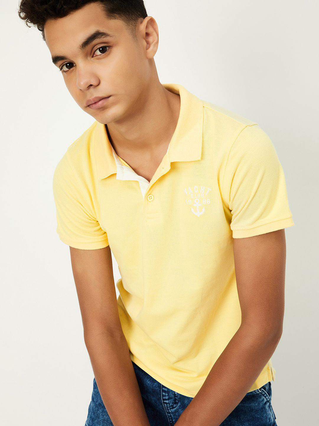 

max Boys Solid Polo Collar T-shirt, Yellow