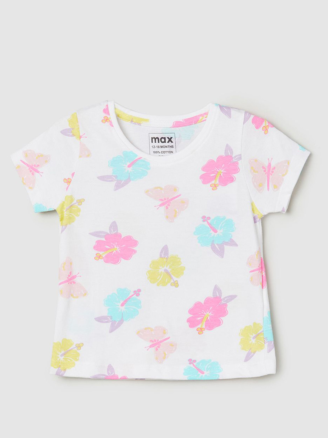 

max Girls Printed T-shirt, White
