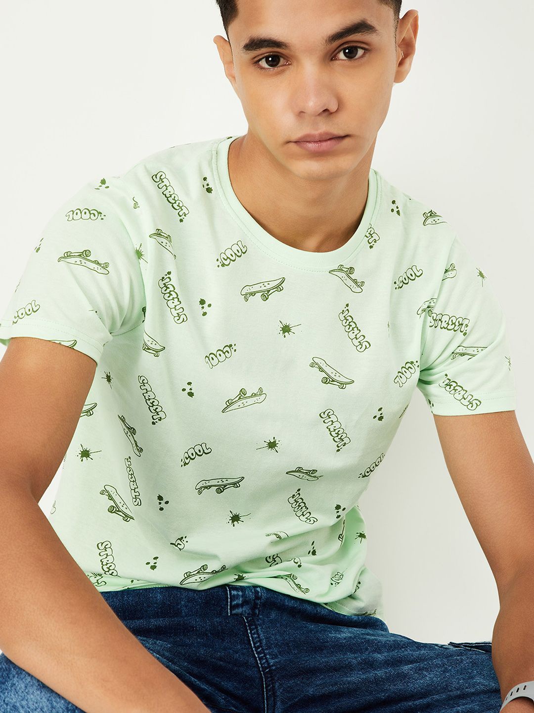 

max Boys Printed T-shirt, Green