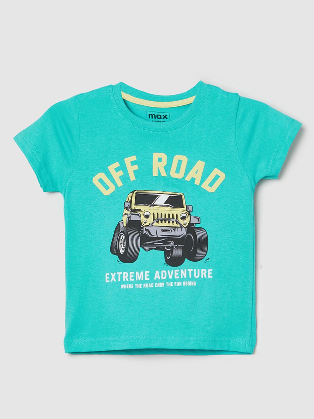 

max Boys Biker Printed Applique T-shirt, Blue