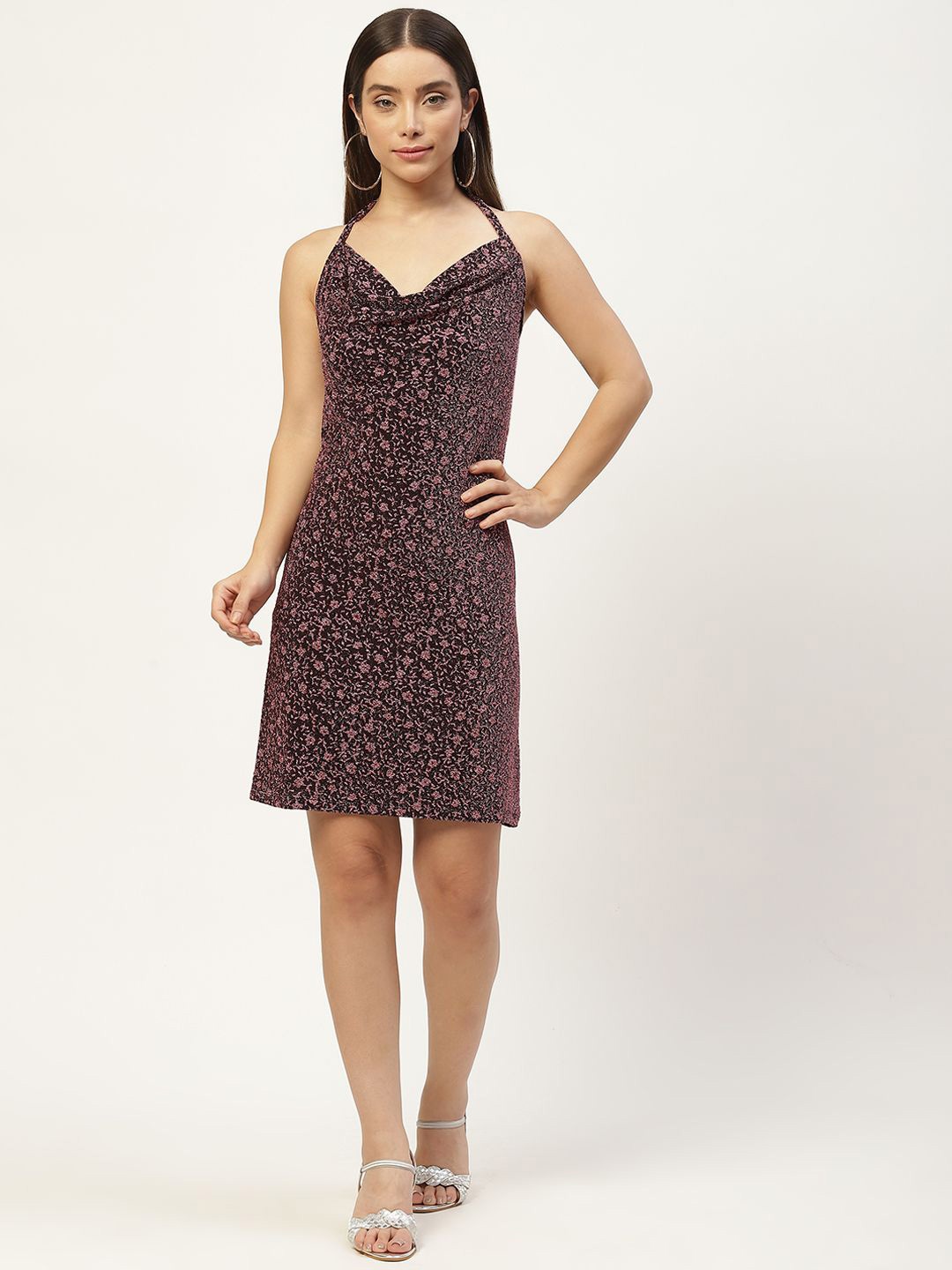 

Rue Collection Women Embellished Jacquard Sheath Dress, Metallic