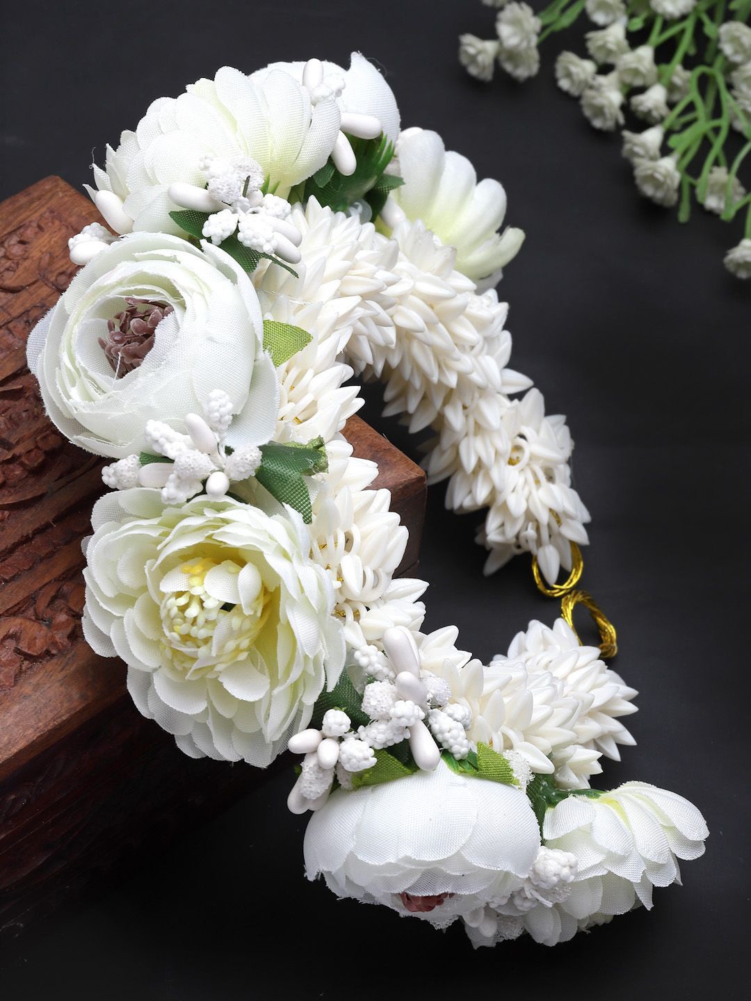 

Sanjog Women White Embellished Juda Gajra Bun Hair Accessory, Off white
