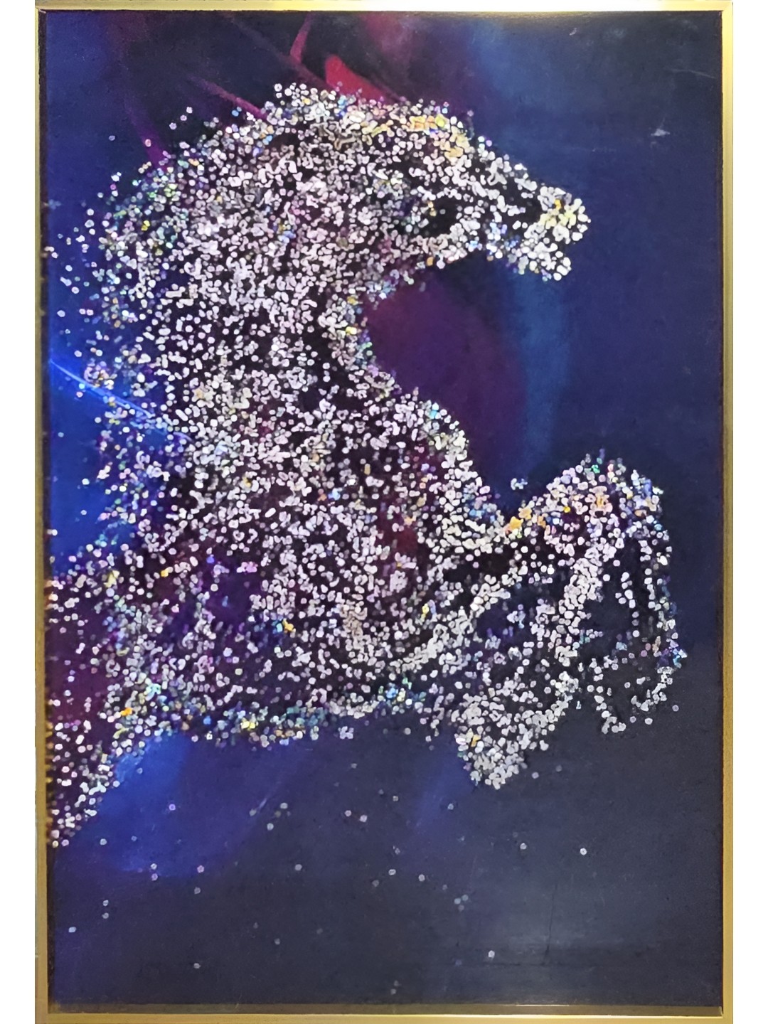 

KAYRA DECOR Blue 5D Painting Wall Deoration Golden Frame Horse Wall Art