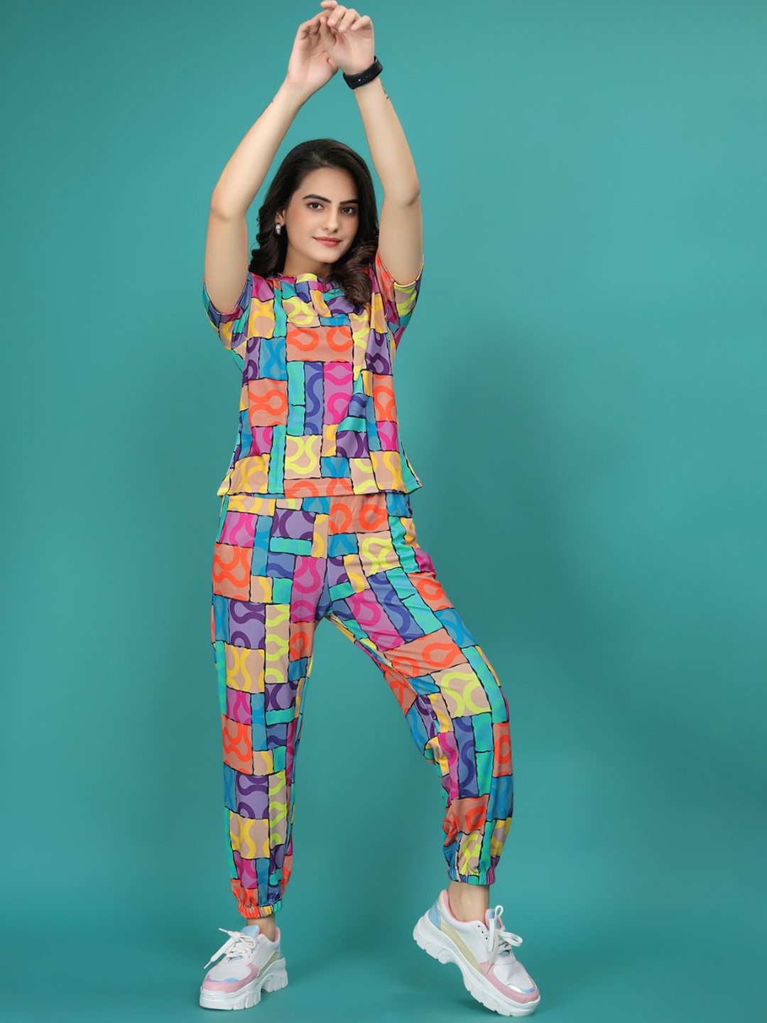 

SAKARMAA Printed Short Sleeve T-Shirt & Joggers Tracksuits, Blue