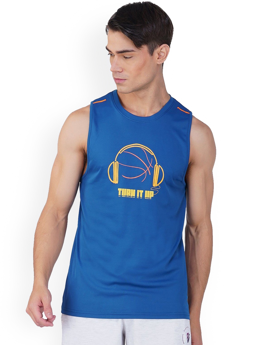 

SG Round Neck Printed Gym Vests, Teal