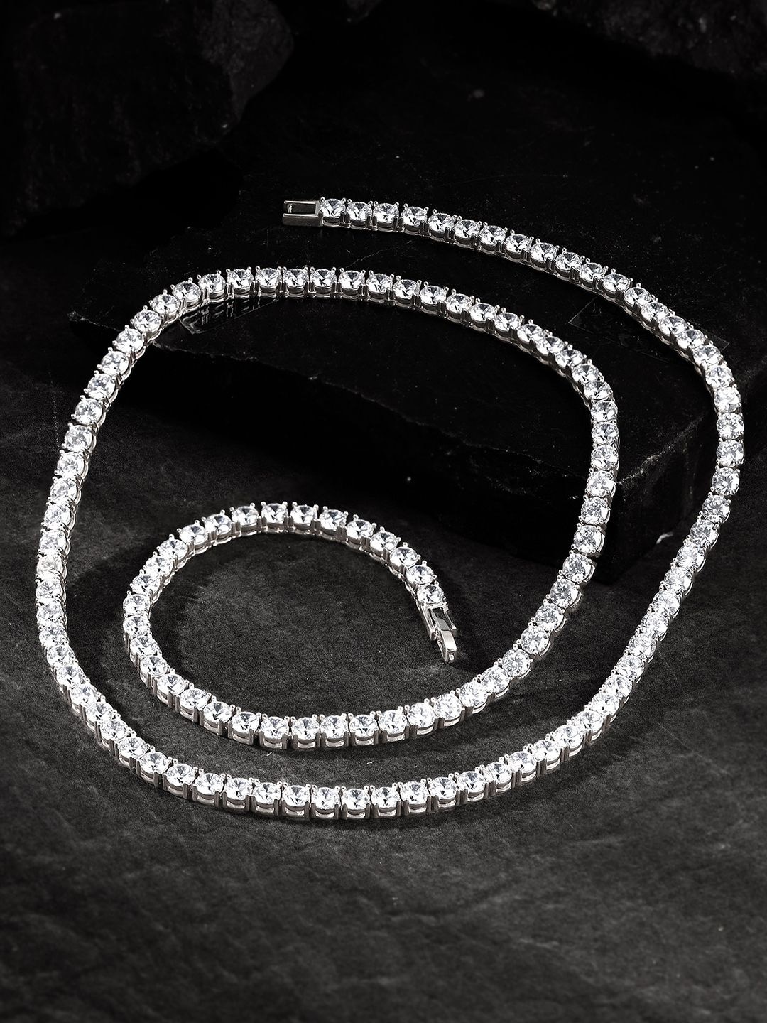 

GIVA Men 925 Silver Rhodium-Plated Cubic Zirconia-Studded Chain