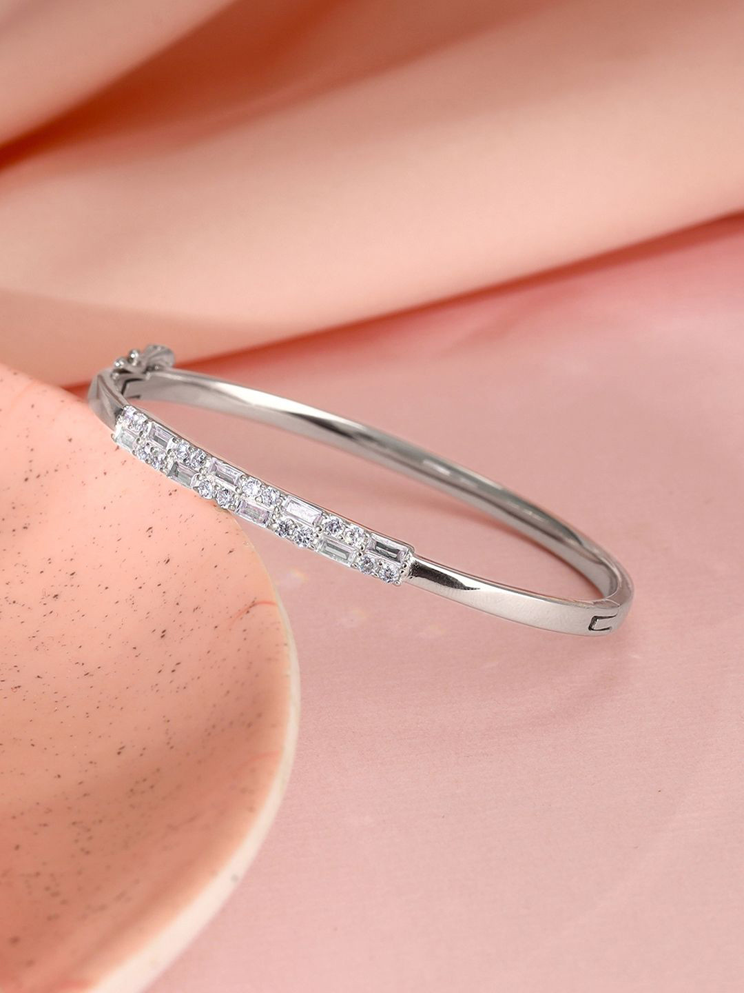 

GIVA Rhodium-Plated Cubic Zirconia-Studded 925 Silver Link Bracelet