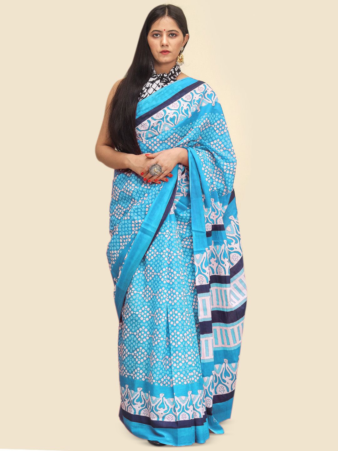 

BUTA BUTI Ethnic motif Pure Cotton Saree, Blue