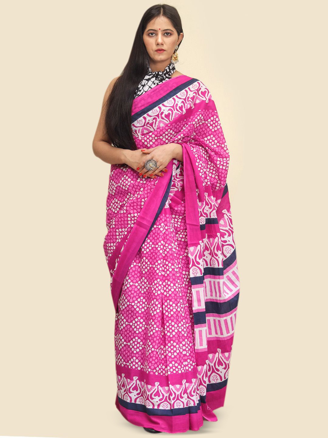 

BUTA BUTI Ethnic Motifs Pure Cotton Saree, Pink