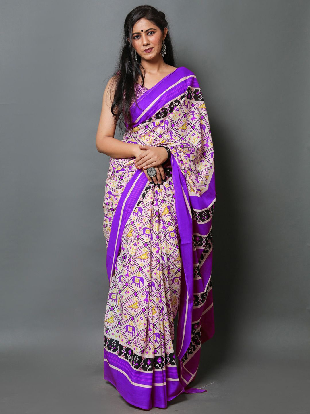 

BUTA BUTI Ethnic Motifs Pure Cotton Saree, White