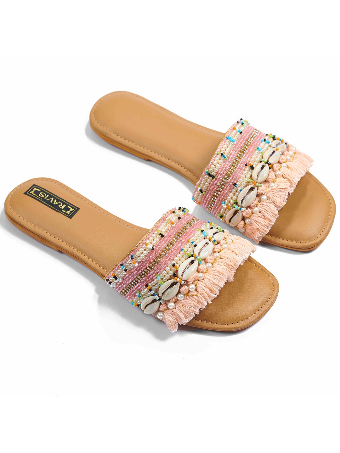 

Ravis Embellished Open Toe Flats, Pink