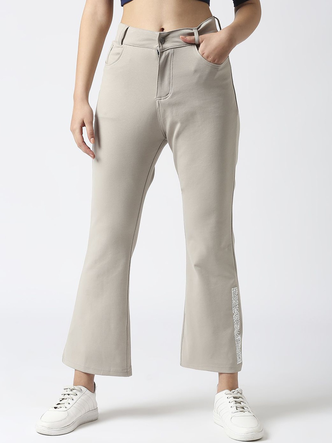 

Lovable Sport Women Smart Flared Trousers, Beige