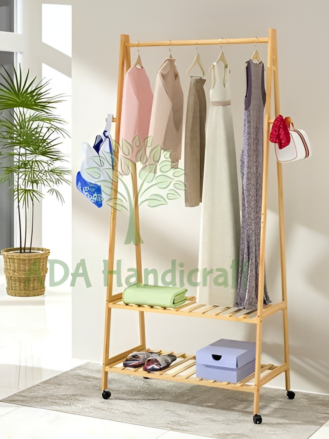 

ADA Handicraft Beige Bamboo Garment Rack