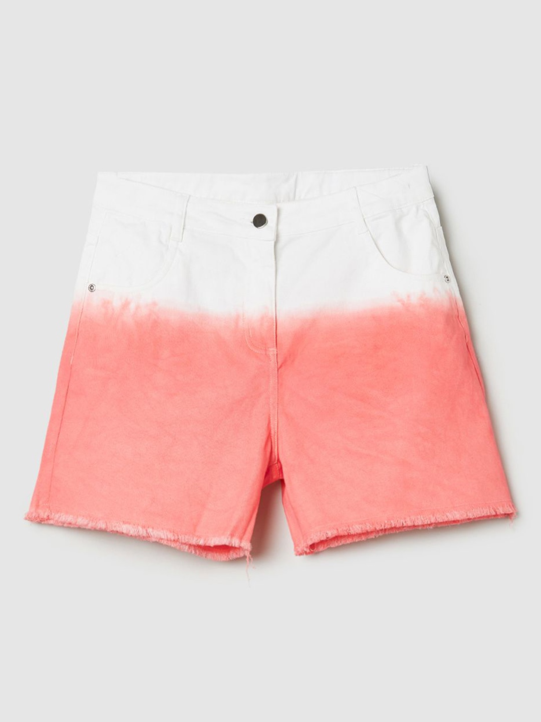 

max Girls Ombre Printed Mid-Rise Pure Cotton Shorts, Pink