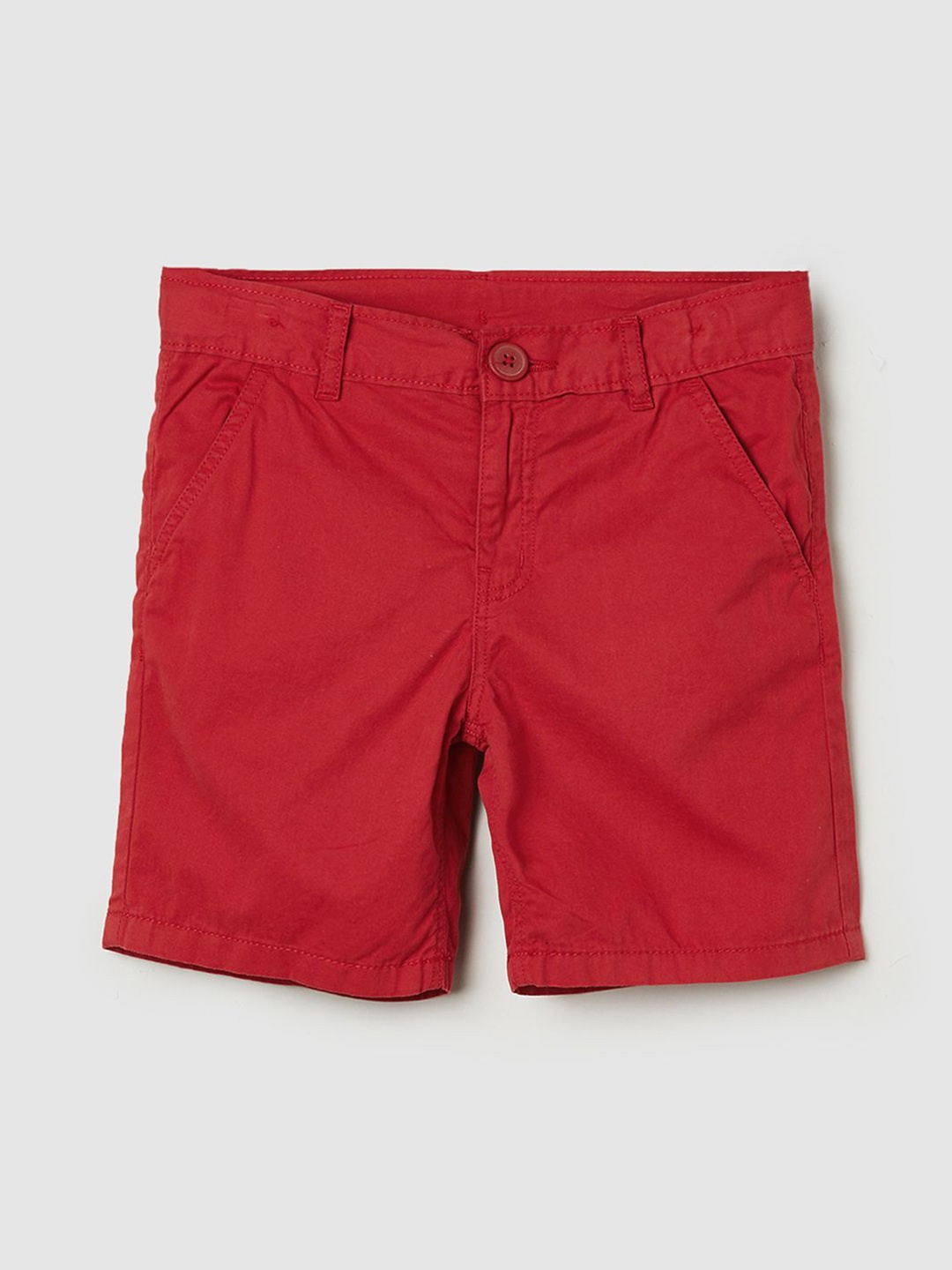 

max Boys Mid Rise Cotton Shorts, Red