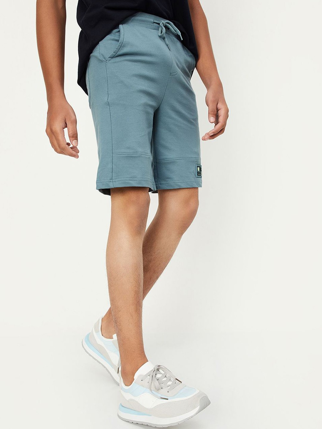 

max Boys Mid Rise Pure Cotton Sports Shorts, Blue