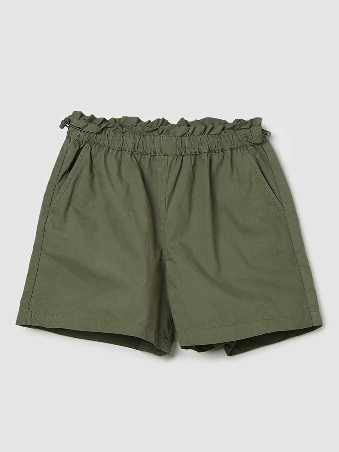 

max Girls Mid-Rise Pure Cotton Shorts, Green