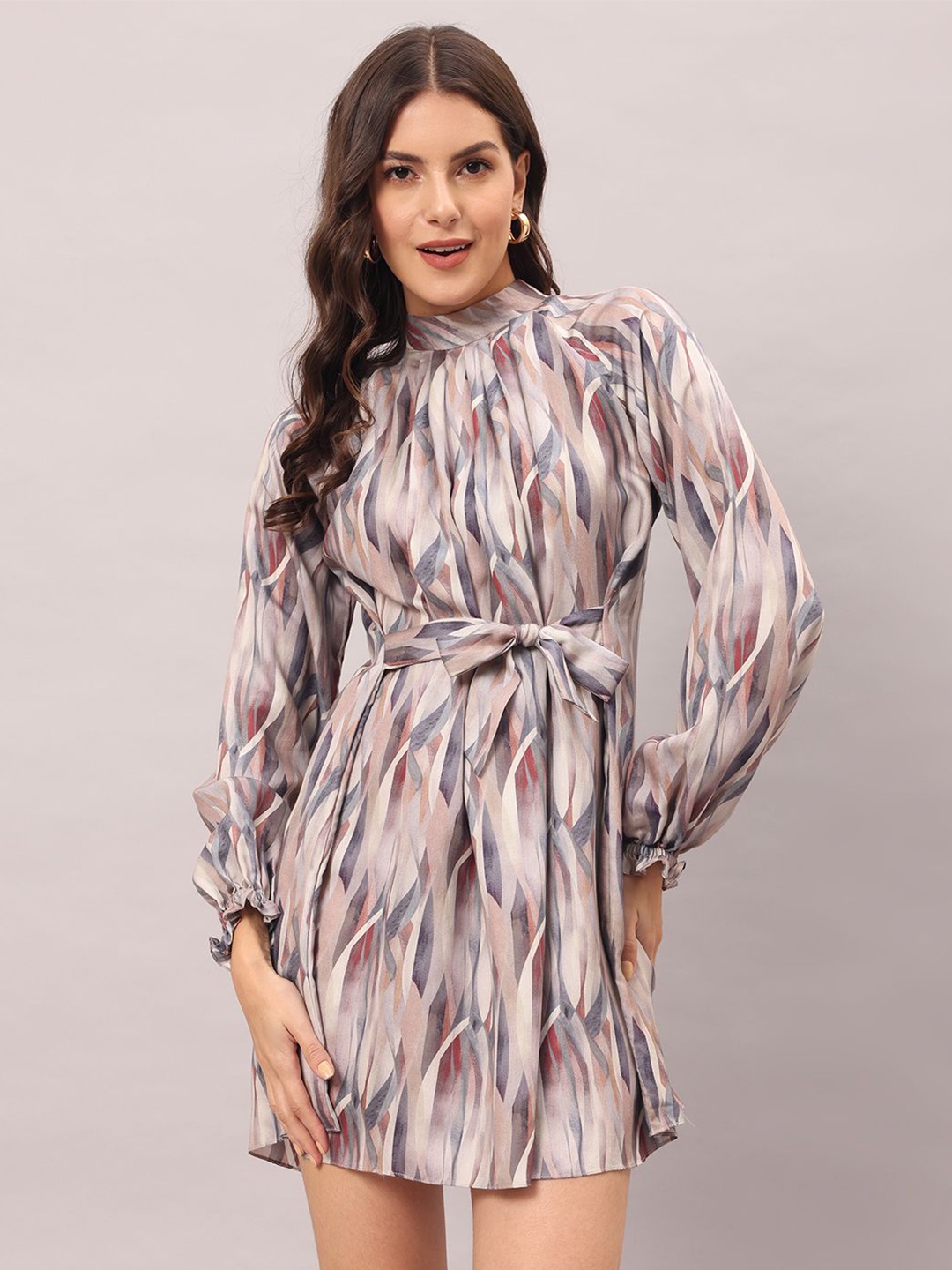 

BRIJAL LAD Abstract Print A-Line Dress, Grey