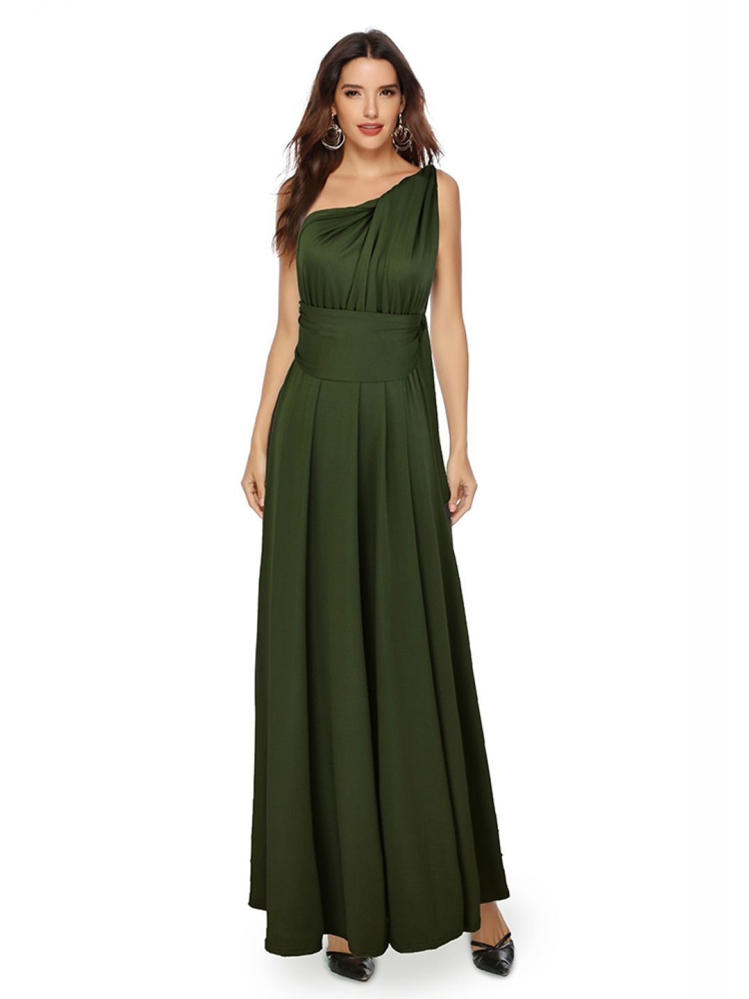 

StyleCast Women One Shoulder A-Line Maxi Dress, Green