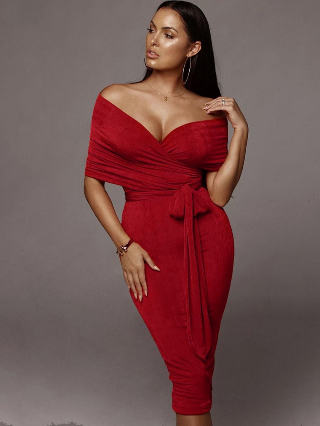 

StyleCast Women Off Shoulder Bodycon dress, Red
