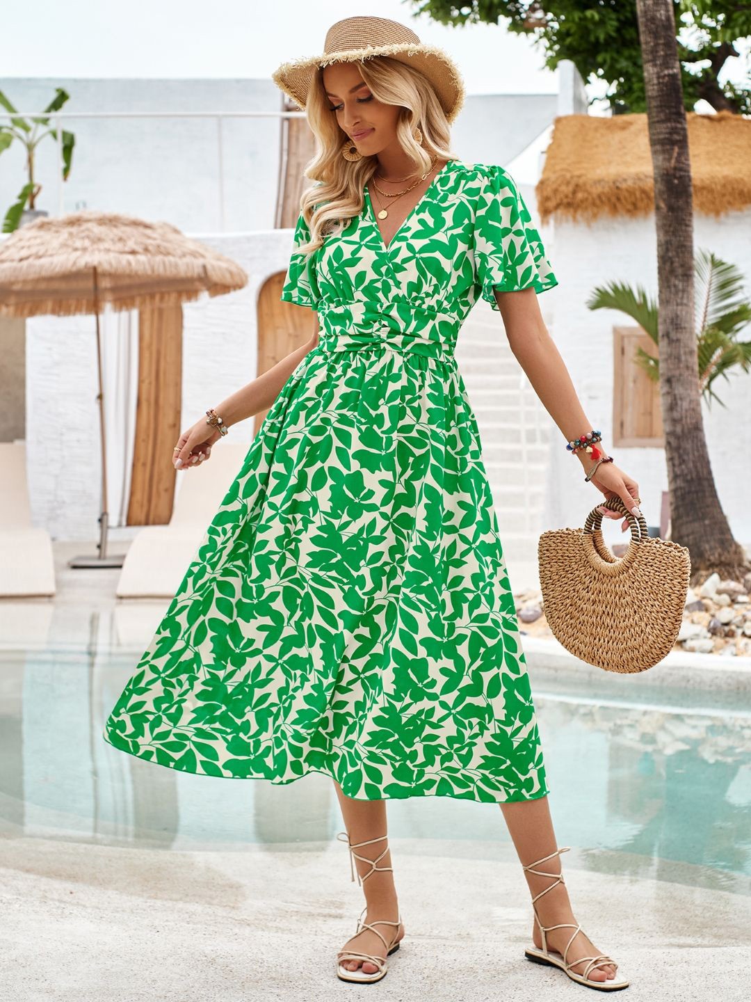 

StyleCast Women Fit and Flare Midi Dress, Green