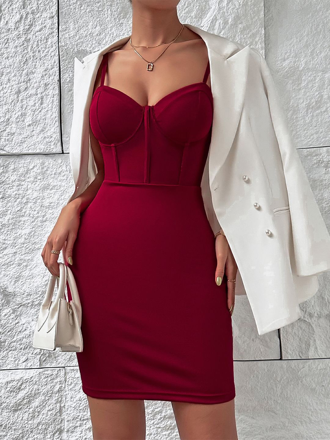 

StyleCast Shoulder Straps Bodycon Dress, Red