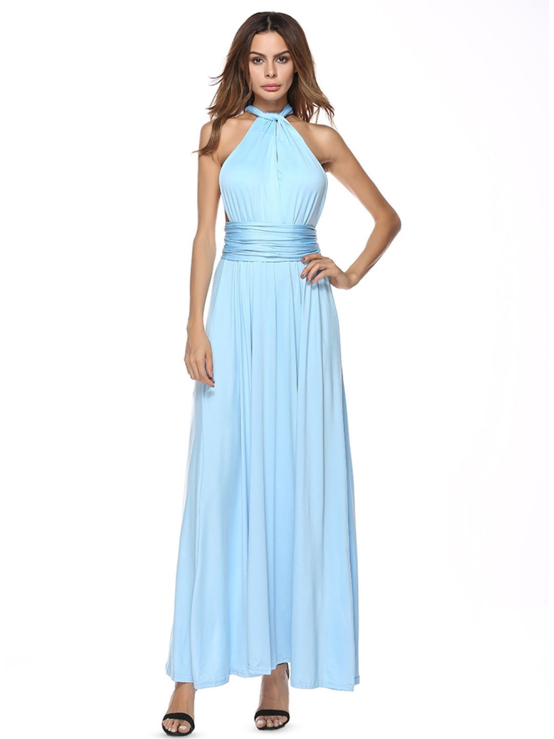 

StyleCast Halter Neck Sleeveless A-Line Maxi Dress, Blue