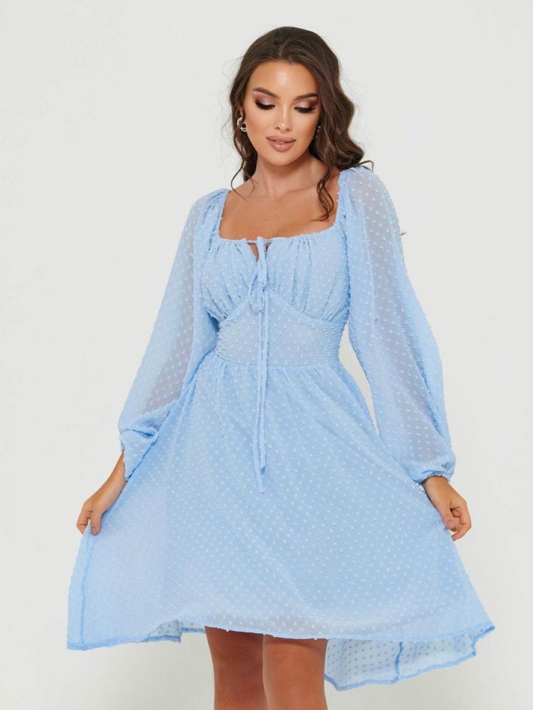 

StyleCast Square Neck Long Sleeves Fit & Flare Dress, Blue