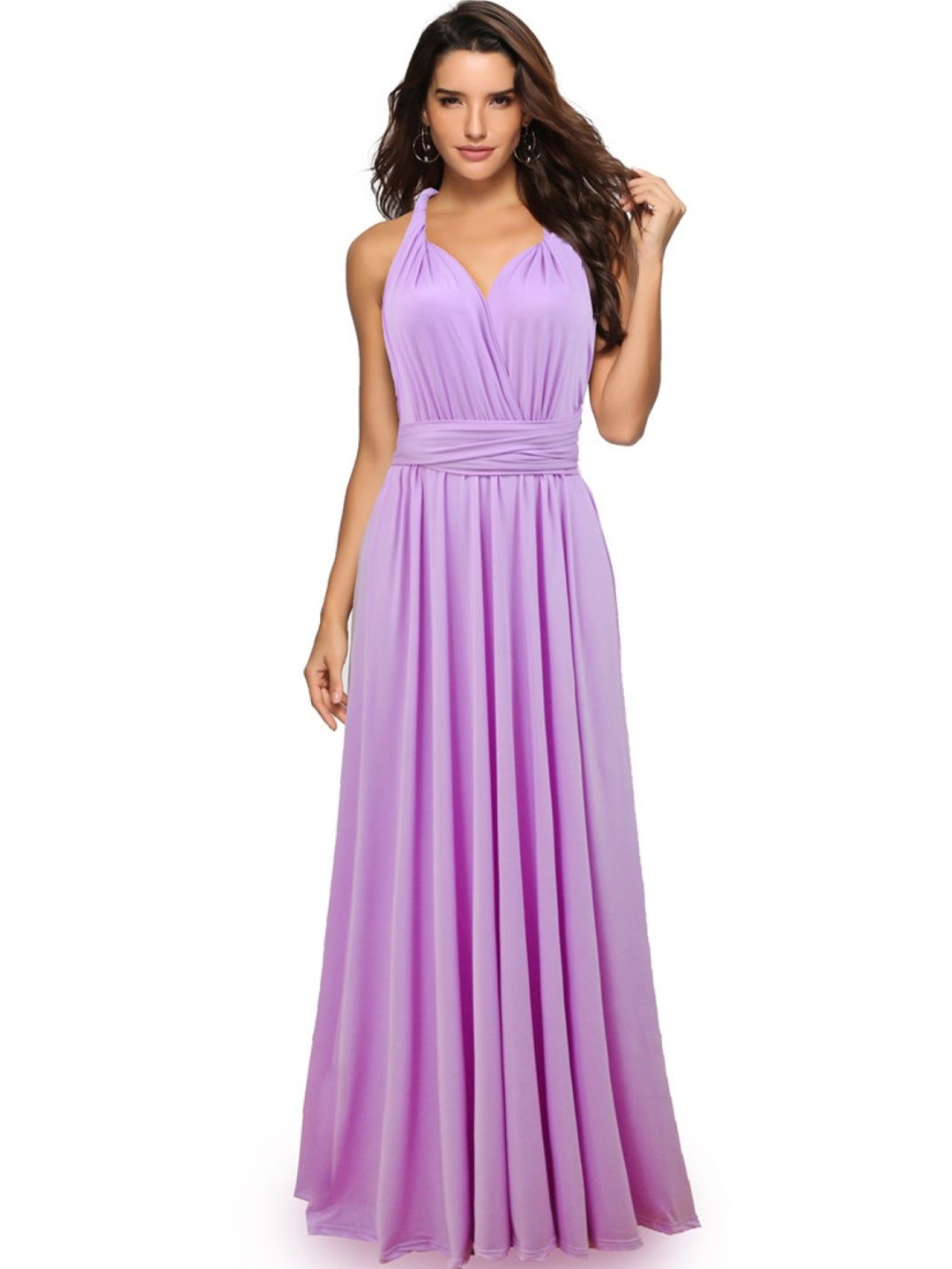 

StyleCast V-Neck Solid Sleeveless A-Line Polyester Maxi Dress, Purple