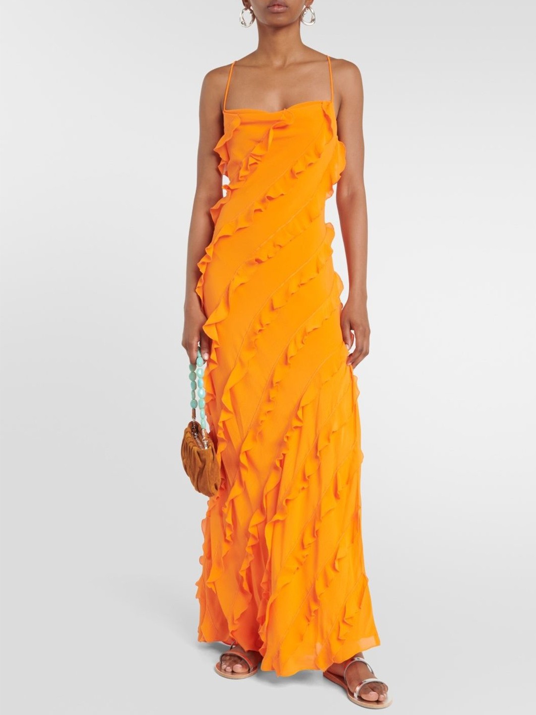 

StyleCast Backless Ruffles Maxi Dress, Orange