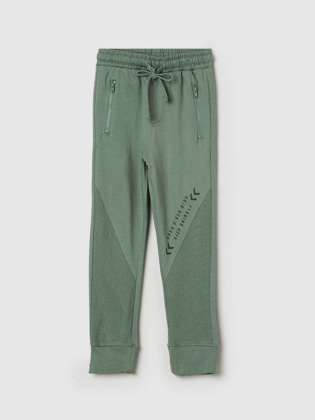 

max Boys Cotton Mid-Rise Track Pants, Green