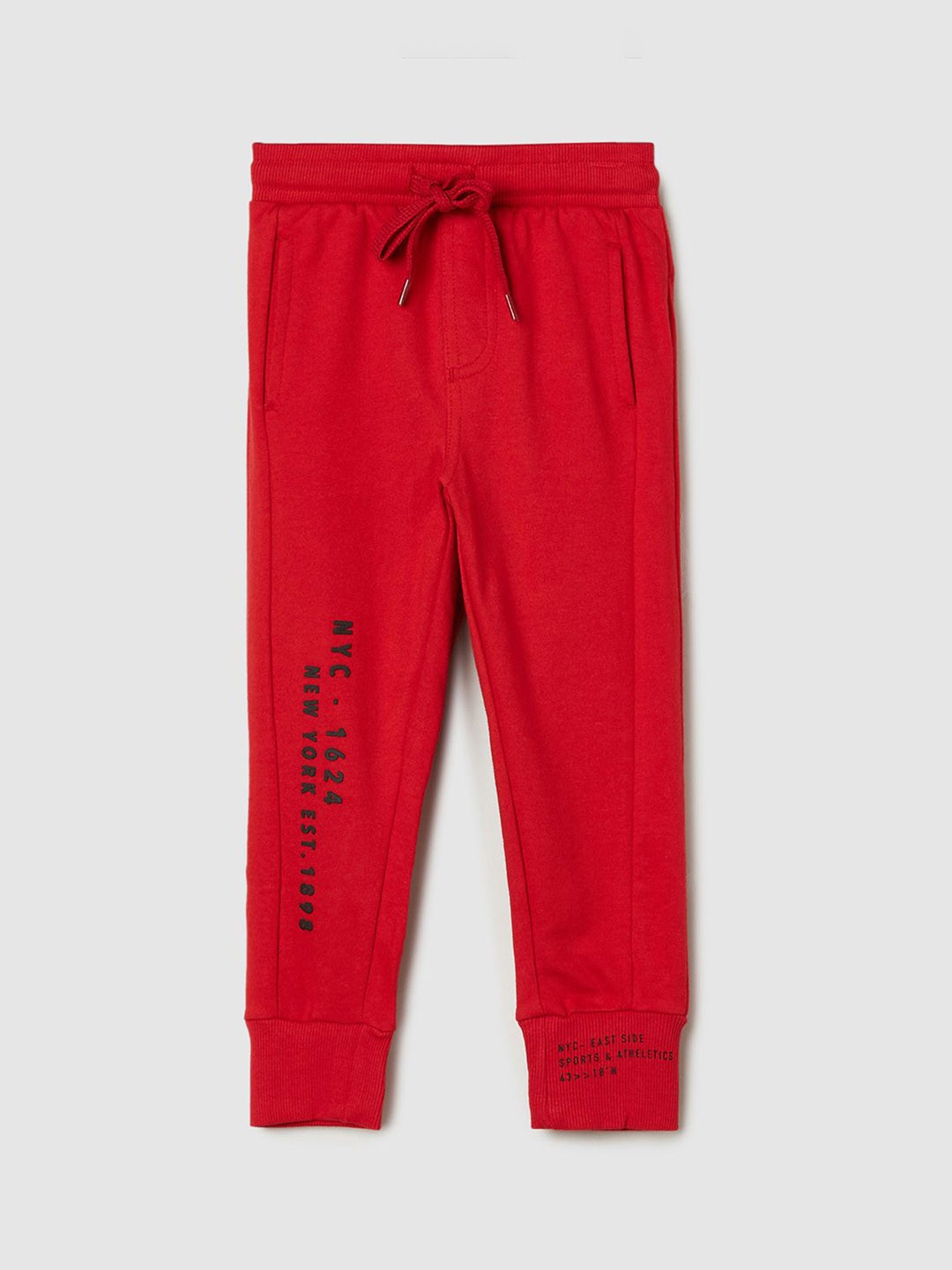 

max Boys Pure Cotton Mid Rise Jogger, Red