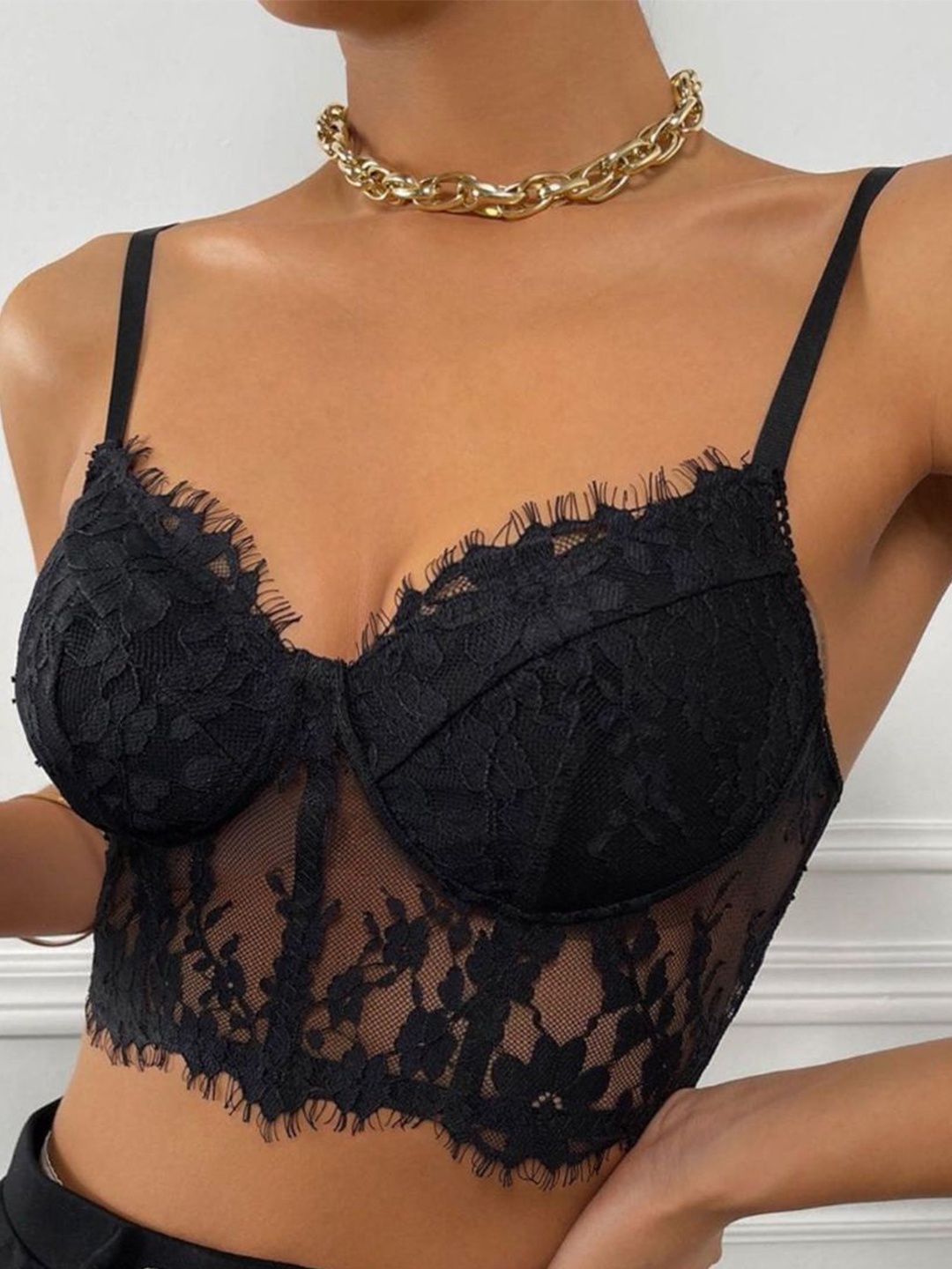 

StyleCast Floral Bralette Top, Black