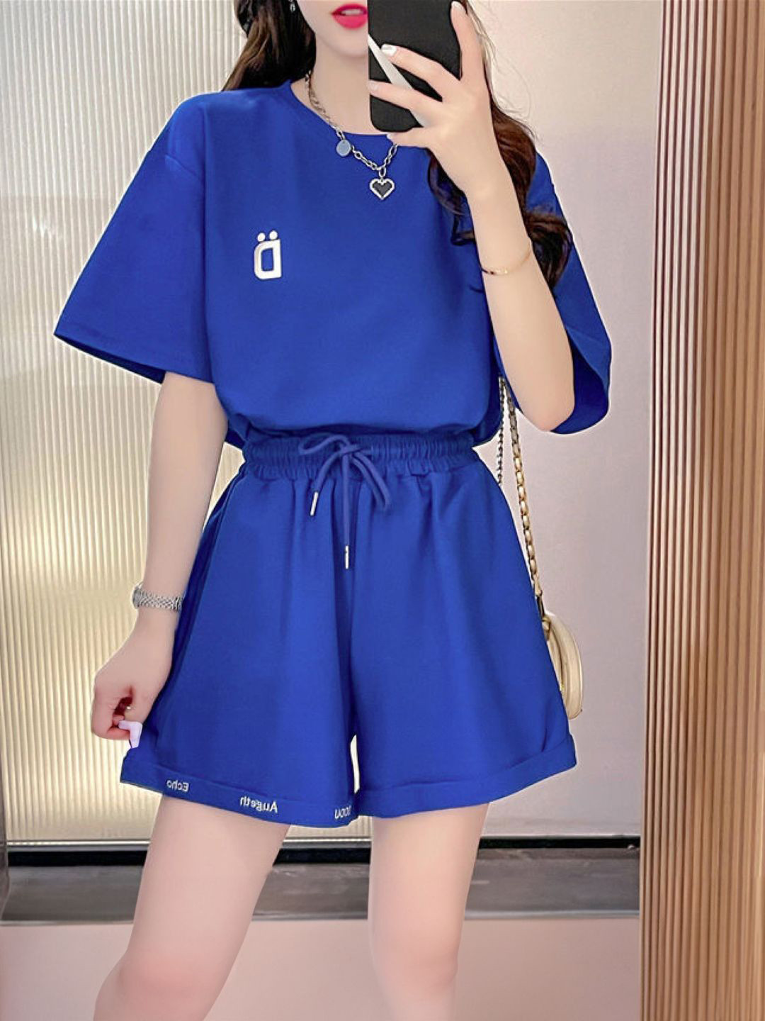 

StyleCast Blue Round Neck Short Sleeves T-shirt With Shorts