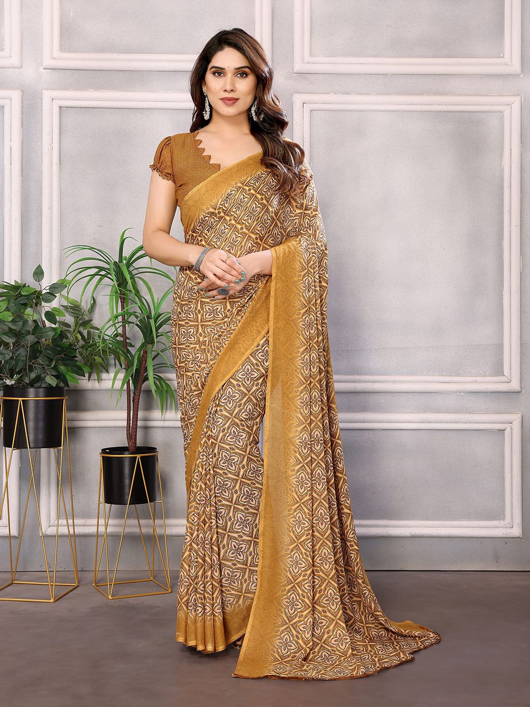 

Moda Rapido Pure Georgette Saree, Beige