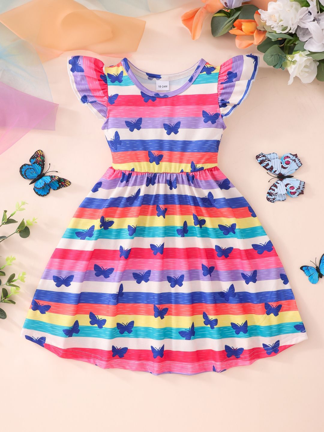 

StyleCast Girls Striped Printed Fit and Flare Dress, Multi