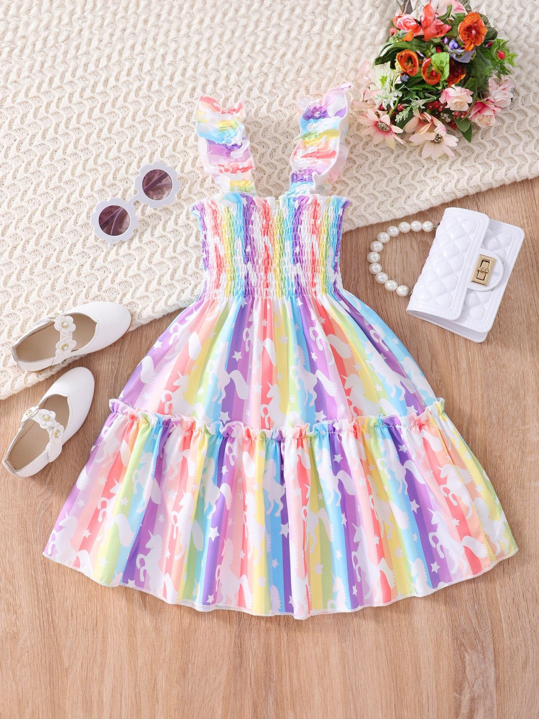 

StyleCast Shoulder Straps Smocked Fit & Flare Dress, Pink