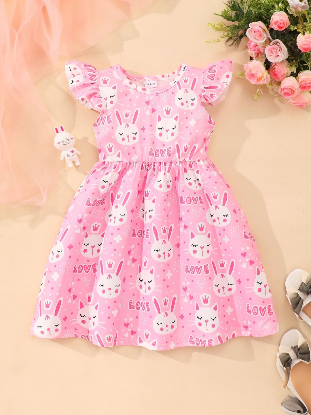

StyleCast Girls Printed Cap Sleeves A-Line Dress, Pink